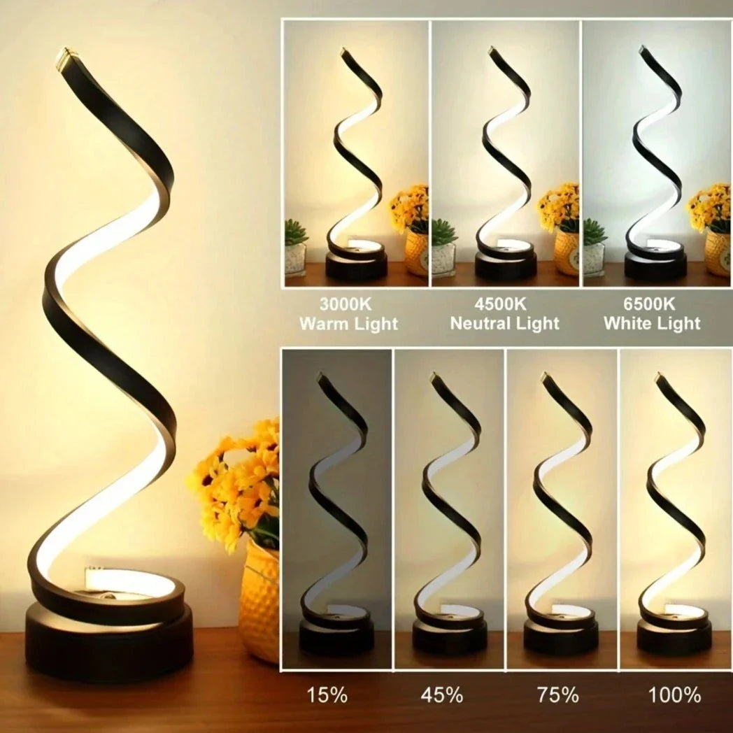 Spiral Light: Candeeiro de Mesa LED Regulável